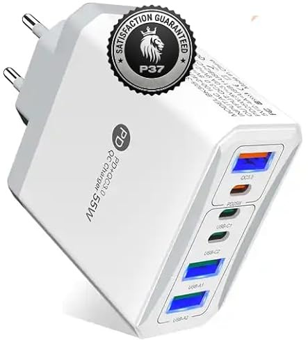 Caricatore USB multiplo 6 porte 55 W - Ricarica rapida USB C QC 3.0 Quick Charger - Compatibile con tutti i cellulari inclusi Samsung, Xiaomi