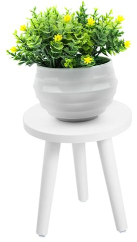 VINTORKY Wooden Plant Stand White Indoor Flower Pot Holder Round Solid Wood Flowerpot Display for Home Garden Balcony