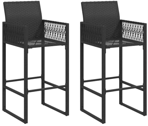 vidaXL Garten-Barhocker 2 STK. Schwarz Poly Rattan