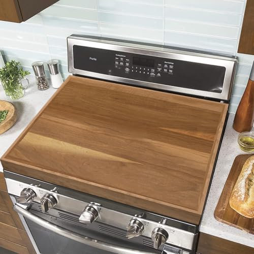 YUHFERA Stove Cover Board for Gas Stovetop - 30 x 22 Noodle Board Electric Stove Cover for RV Stove Top, Extra Countertop Space for Kitchen Stovetop（Acacia）