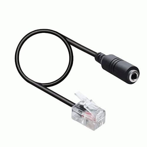 TECHZOCO Cavo adattatore telefono RJ9 maschio a jack da 3,5 mm femmina, adattatore per cuffie microfono per telefono, 1 x TRS jack 3,5 mm auricolare + 1 x TRS jack 3,5 mm microfono, RJ9 4P4C
