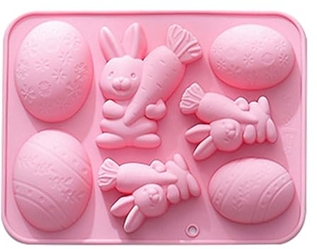 TELAIN Ostern Silikonform Für Pralinen Und Schokolade, Vielseitige Pralinenform Mit 7 Mulden, Hitzebeständige Silikonform Zum Backen Von Kuchen, Eiern Und Hasen