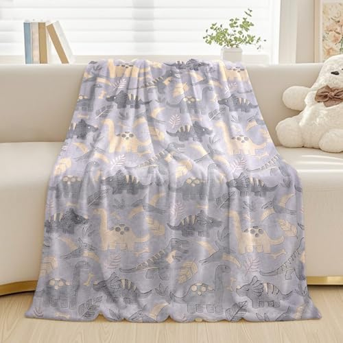 LXTOPN Kinderdecke für Kinder,leuchtet im Dunklen,Superweiche Flanell Sofa-Decke,Geschenk für Jungen und Mädchen von 1-10 Jahren (Grauer Dinosaurier, 150X200cm)