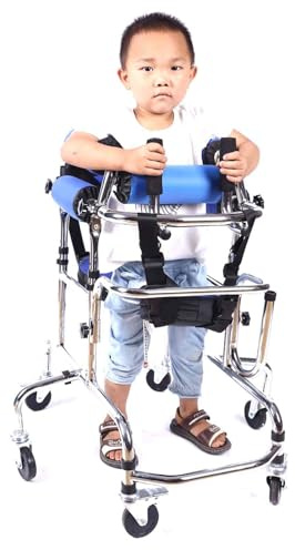 Gehhilfen für Behinderte, tragbarer Stand, aufrechter Gehwagen für Kinder, Zerebralparese, Behinderung, Rehabilitationstraining, leichter Aluminium-Rollator mit höhenverstellbarem Sitz