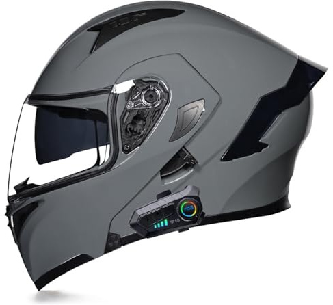 Modularer Motorradhelm Klapphelm mit Bluetooth Integrierter Roller Helm DOTECE-Zertifizierung KlappIntegralhelme mit Doppelvisier für Damen und Herren Bluetooth Motorrad Helm