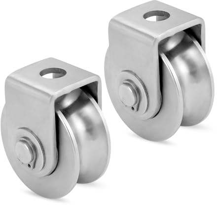 2 Stück Umlenkrollen für Seile, Umlenkrolle Stahlseil mit 2 Kugellager Seilrolle Edelstahl Seilrollen Pulley Tragfähigkeit 250kg für Stahlseil Bis 10mm für Drahtseile