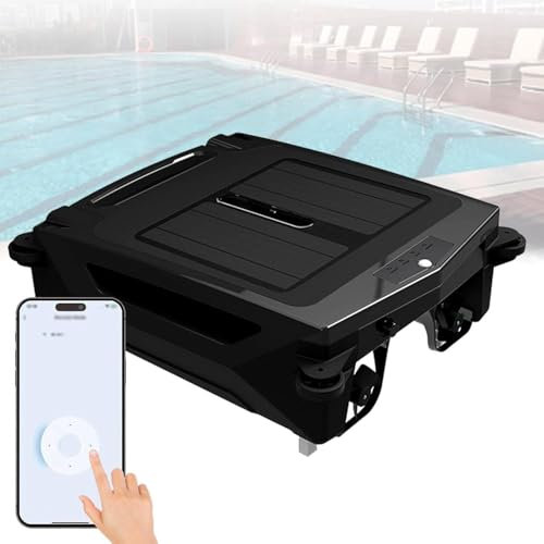 GAYAYAS Robots de Limpieza de Superficies de Piscina, Robot Solar automático para Piscinas, función de dirección Inteligente, Carga Dual (Solar/Adaptador), Cesta de Skimmer fácil de Limpiar