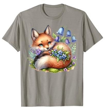 Cottagecore Breloque renard avec fleurs de jacinthe des bois T-Shirt