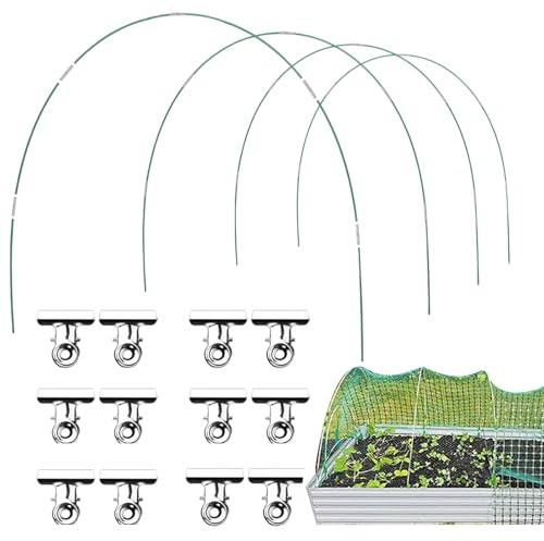 Krujecnt Garten-Reifen, verstellbarer Gewächshausreifen für Hochbeete, tragbare Schutzpfähle, Gartenwerkzeug für den Außenbereich, Gras, Erntepflege, Erdbeerkohl, Huhn, Vogel, Hagel
