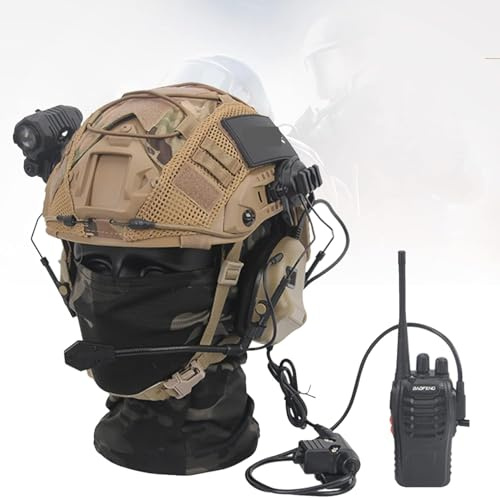 Ensemble De Casque Rapide Tactique avec Casque Tactique Couverture De Casque Lampe De Poche Tactique Porte-publicité pour Le Jeu De Chasse Au Paintball Militaire CS, T, One Size
