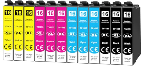 Yowell 12x 16XL Multipack Kompatibel für Epson 16 16XL Druckerpatronen für Workforce WF-2760 WF-2630 WF-2510 WF-2660 WF-2750 WF-2650 WF-2540 WF-2530 WF-2520