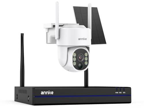 ANNKE 4MP Wireless Security Camera System, 16CH 4K NVR CCTV Camera System, 1PCS Solar Security Camera Outdoor Wireless with Color Night Vision, 360° Surveillance, 2-Way Audio, 2.4/5 GHz WiFi, No HDD