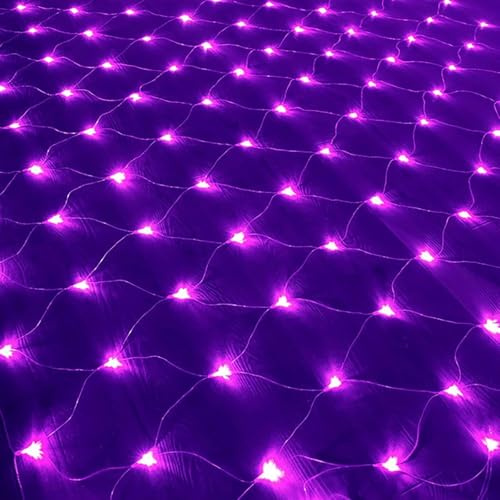 tylxayoxa Luces Navideñas De Red For Exteriores: 200 LED Malla Enchufables, 8 Modos, 30 V, Bajo Voltaje, For Cercas Arbustos Jardín(Purple,1.5m x 1.5m 96led)