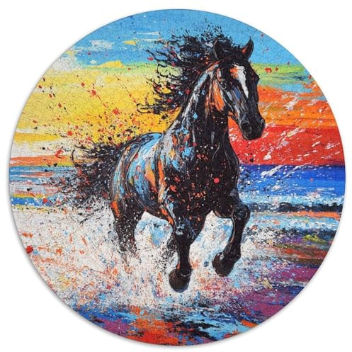 Feines Pferd Puzzle 1000 Teile Rund Fur Erwachsene Und Kinder Tieres Haustiers Cute Legespiel Geschicklichkeitsspiel Geschenk Fordernd Kleinkinder 1000pcs (67.5x67.5cm)