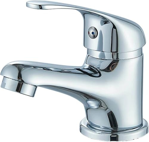 JUSOTTOR Bathroom Sink Tap & Basin Tap with Pop up Waste, Mono Basin Mixer Tap, Single Lever Chrome Hot and Cold Bathroom Mixer Tap – Taps for Bathroom Basin, Bathroom Taps