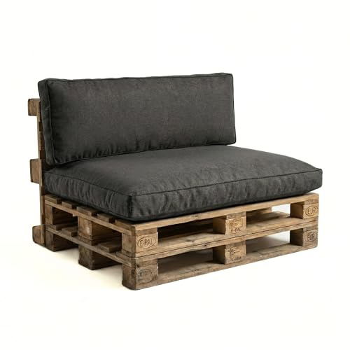Gutekissen® Palettenkissen Set für Gartenmöbel – Sitz- und Rückenkissen für Europaletten, Outdoor Auflagen für Palettensofa & Lounge PWK (Anthrazit, Sitzkissen 120x60)