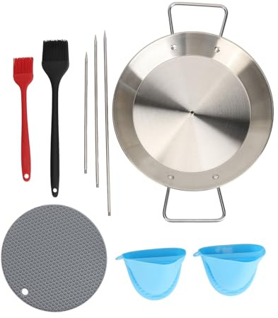 Spiedo Verticale per Grill, Acciaio Inossidabile, Supporto Spiedo Brasiliano Rimovibile con Spazzola, Guanto e Tappetino - Materiale Durevole, Facile da Pulire, Uso