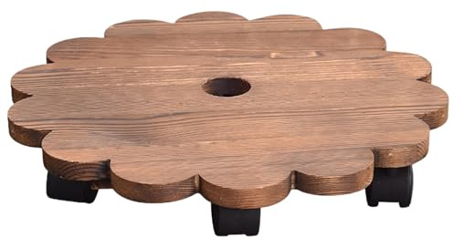 Sottovaso in Legno per Piante, Sottovasi Rettangolari con Ruote, Vassoio Portavasi Mobile Resistente, per Casa, Interni ed Esterni(30cm/12in)