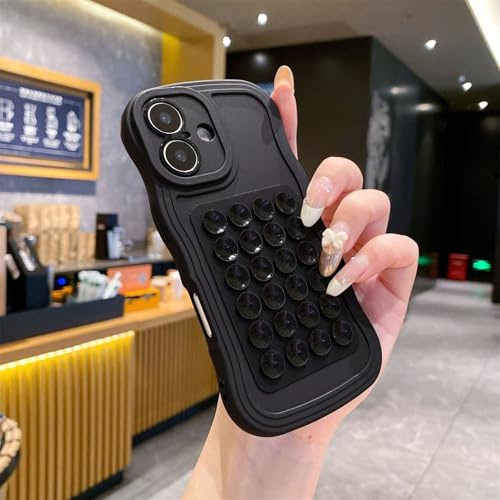 Tybiky Cover per iPhone 12 Pro Max con ventosa di aspirazione, design riccio, in morbido silicone TPU, antiurto, protezione per fotocamera iPhone 12 Pro Max, colore nero