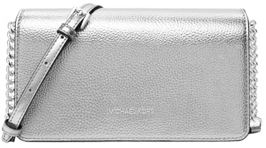 Michael Kors Jet Set Travel Medium Metallic Crossbody Bag Pale Silver
