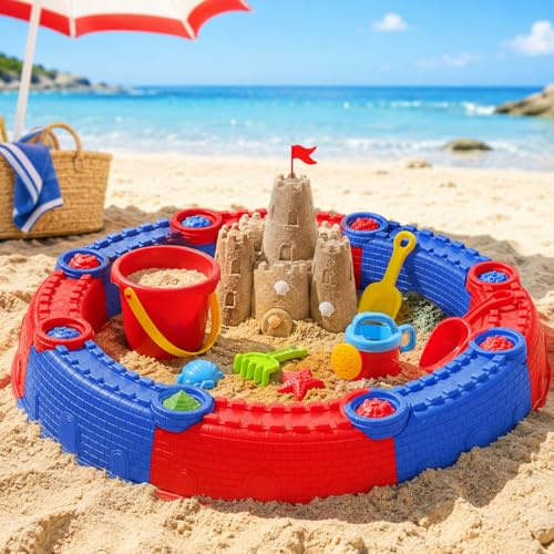 Mobiler Strand Sandkasten mit Sandspielzeug 11-TLG. – 8 Steckteile
