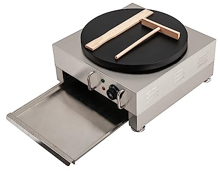 JJsdwin Electric Crepe Griddle Maker 16 Inch, Large Pancake Machine, Commercial Single Electric Crepe for Pancake- Paratha-Naan-Roti-Tortilla-Flat Bread, Temperature Range 50-300℃