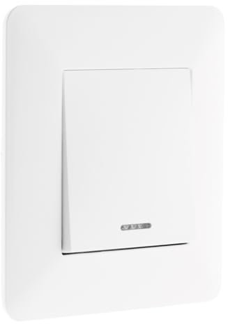 Zenitech - Interruttore A Due Vie Con Spia 10A - Apparecchiatura Incassata Pronta da Installare - Compatibile con Scatole da Incasso - Piastra di Finitura 86x86mm - Bianco