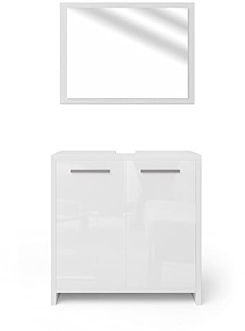 Vicco Conjunto de Muebles de baño Kiko, Blanco Alto Brillo, 2 Piezas