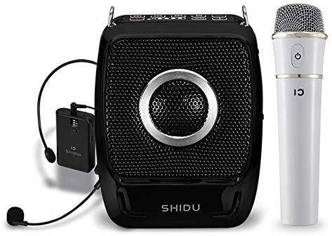 Sprachverstärker Tragbar Stimmverstärker Lautsprecher mit Mikrofons Handheld drahtlos Mikrofon und Headset Bluetooth 4.0 wiederaufladbare Pa Systemfür Karaoke, ehrer, eiseleiter, Rainer, oga(25 Watt)