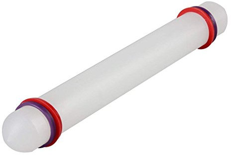 LANYUER antiaderente Sugarcraft fondente mattarello con anelli di guida, plastica, bianco, 23 cm/22,9 cm