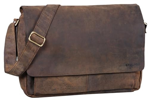 STILORD Lonzo Vintage Umhängetasche echtes Büffel-Leder Messenger Bag für Herren und Damen Unitasche Büro Business Studium Leder Farbe:Colorado - braun