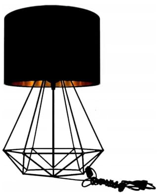 Home Deco Tischlampe Schwarz-Gold Lampe Leuchte aus Velours Vintage Modern E27 Designerlauchte 1-flammig N230-N1