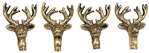 B2S BACK2SEASON Kerzenstecker Hirschkopf Gold antik Kerzenpin 4 Stück Kerzendekoration Metall 4er Set