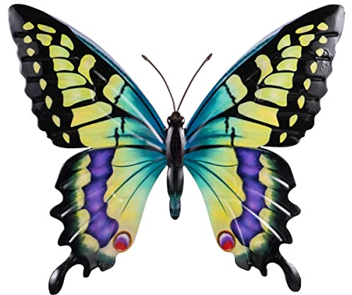 CIM Metall Wand-Deko - Schmetterling Gelber Schwalbenschwanz - tierische 3D Wandbilder - Wandschmuck inkl. praktischer Wandbefestigung - Lebhafte Wandskulptur
