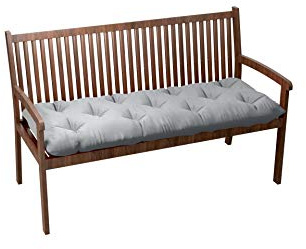 chilly pilley Bankkissen Bankauflage Bankpolster Gesteppt Gartenkissen Mit Gürtelschlaufen Sitzkissen Kissen für Gartenbank Gartenbankauflage für Gartenmöbel Sitzkissen (110x40x12, Silber)