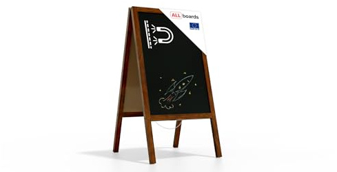 ALLboards Magnetischer Magnetic Kundenstopper mit lackiertem Holzrahmen 118x61cm, Werbetafel, Gehwegaufsteller, Aufsteller, Straßenreiter, Kreide, Magnetisch