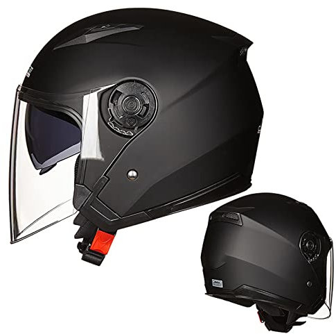 Casco moto Jet con doppia visiera Open Face Flip Up Shield Casco moto Jet , Omologato ECE per uomo e donna Personalità retrò 3/4 Mezzo casco B,XXL