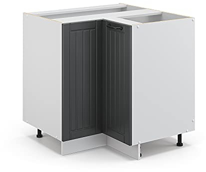 Vicco Eckunterschrank Fame-Line, Anthrazit Landhaus, 80.5 cm | MDF-Front · Ohne Arbeitsplatte · Höhenverstellbare Füße · Metallgriffe · Soft-Close
