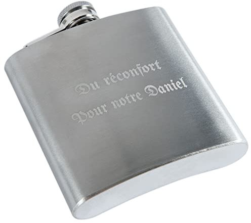 Fiaschetta in acciaio incisa personalizzata - 180 ml in argento con incisione di testo - Per alcolici o whisky