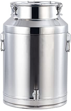 Milchkanne Mit Wasserhahn, Edelstahl 304 Milchkanne Milchtransporteimer Eis Eimer Weineimer Tragekrug Mit Versiegeltem Deckel Flüssige Lagerung (3-10 Liter),10L