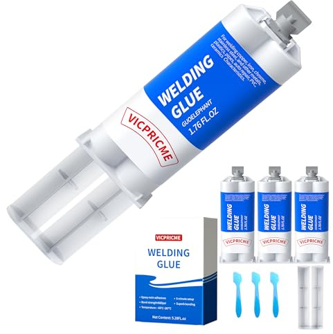 Metal Glue, 49g 2 Pieces Liquid Metal Welding Epoxy Adhesive, Marine Fill Repair Putty, High Temperature Resistant Heavy Duty AB Glue (3pcs)