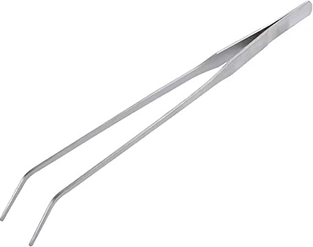 Aquarium Curved Tweezers Stainless Steel 27cm Feeding Tongs for Fish Tank Plant Aquascape Tools (Elbow)