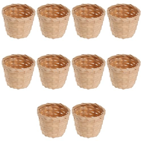 DOITOOL Geflochtener Mini Korb 7.50X7.50X6.00Cm Tragbarer Aufbewahrungskorb Aus Natürlichem Material Für Wohnzimmer Büro Und Dekoration