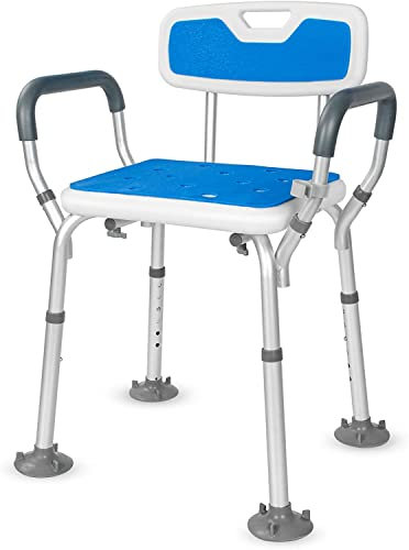 Joliling Shower Chair Seat, Adjustable Bench Bathtub Stool with Back and Arms, Strong Non-Slip Suction Cup Medical Bath Chair Suitable for Elderly, Disabled and Pregnant