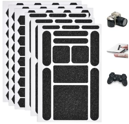 Hasefam 6 Pieces Phone Grip Tape, Finger Grip Stickers Decal Non Slip Kit Adhesive Traction for Cell Phone Cases Mouse Laptop Tablet Tools (6Pieces Black)