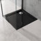 doporro Plato de ducha para mamparas de ducha Faro1W 70x70x4 plano acrílico en negro conexiones DIN cuadradas apto para instalación a ras de suelo Faro1