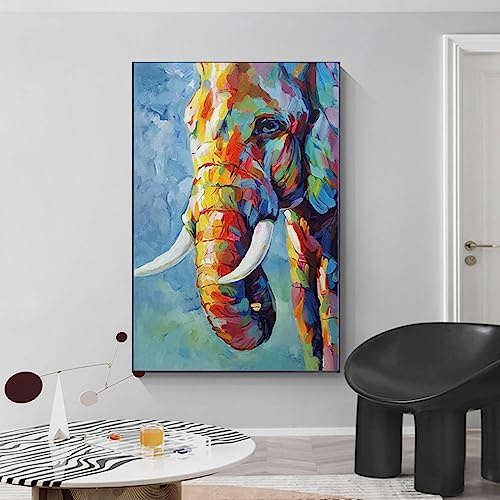 SDVIB Das moderne, einfache Ölgemälde „Elefant“ ist ein dekoratives Gemälde, das auf dem Sofahintergrund im Wohnzimmer anwendbar ist. 60 x 80 cm (23,6 x 31,4 Zoll) ohne Rahmen