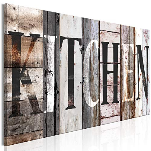 murando - Akustikbild Aufschrift Kitchen Bilder Akustikschaum Hochleistungsschallabsorber Schallschutz Leinwand 1 tlg Wandbild Raumakustik Schalldämmung Küche Haus Holz m-A-0936-b-a