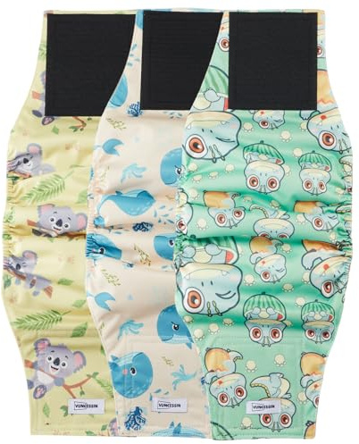 Pannolini lavabili riutilizzabili per cani, fasce pancia, confezione da 3. Fasce pipì extra piccole (XS), altamente assorbenti, per cani incontinenti o in addestramento.