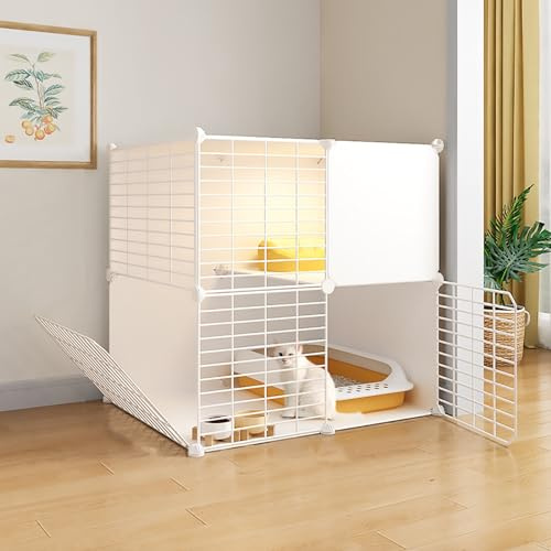 Pucaru Gabbia per Gatti Fai-da-Te a 2 Livelli, Box per Gatti da Interno, Design Semi-Chiuso, Interni ed Esterni per Balcone Gabbia per Domestici (Size : 70x45x70)
